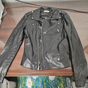 The Reset Vegan Black Leather Jacket with Silver Accents